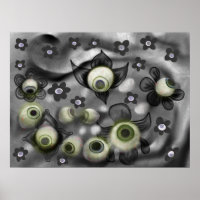 Eyeball Ghosts Creepy Gothic Halloween Art