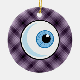 Eyeball; Purple Ceramic Tree Decoration