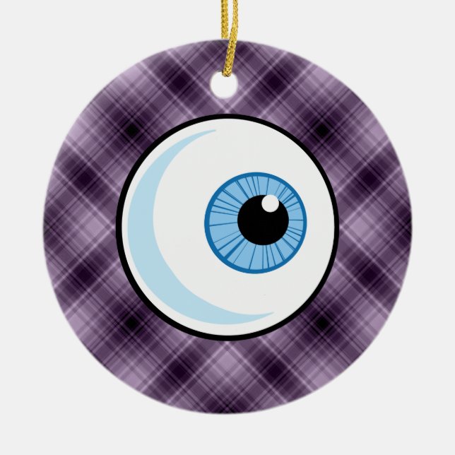 Eyeball; Purple Ceramic Tree Decoration (Front)