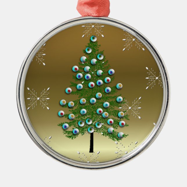 Eyeball Tree Metal Ornament (Front)