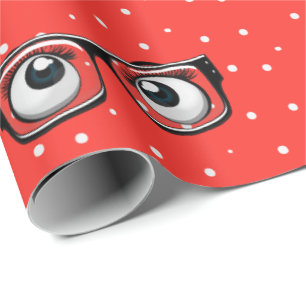 Eyeballs and Glasses on Polka Dots Wrapping Paper