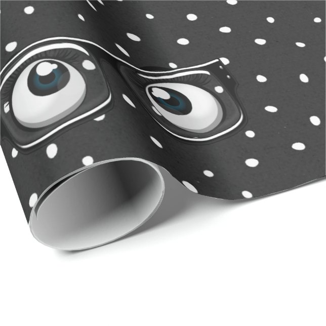 Eyeballs and Glasses on Polka Dots Wrapping Paper (Roll Corner)