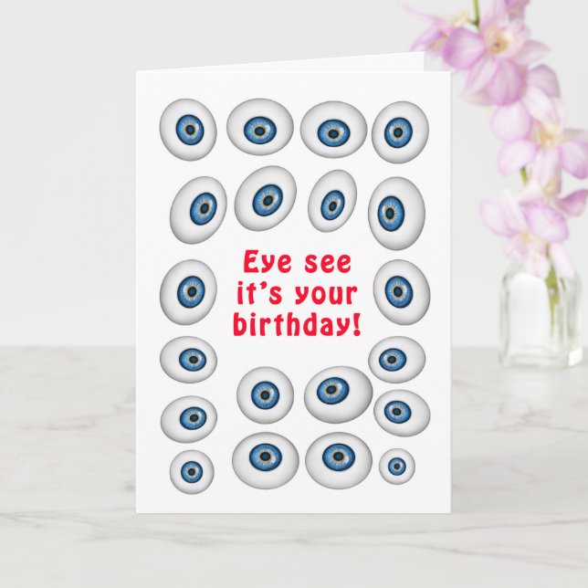 Eyeballs Birthday Wishes Card (Orchid)