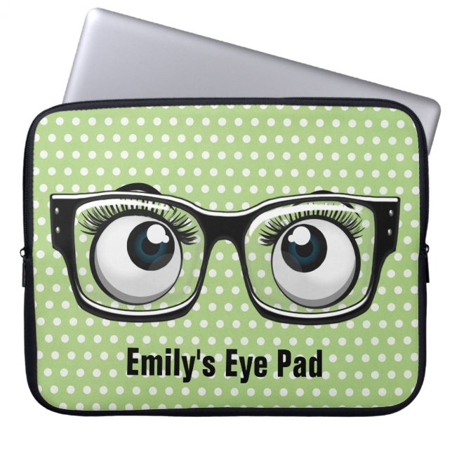 Eyeballs with Eyeglasses On Polka Dots  Laptop Sleeve (Front)