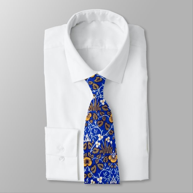 Eyebright Pattern, William Morris Neck Tie (Tied)