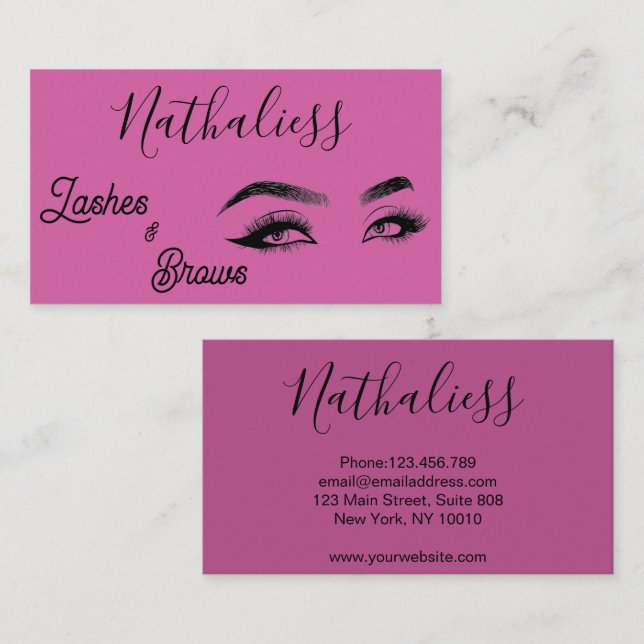 Eyebrow Eyelash Design Purple Elegance Business Card (Front/Back)