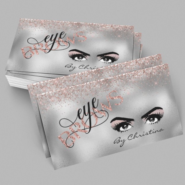 Eyebrow Handwritten Rose Gold Threading Waxing Business Card (Creator Uploaded)