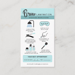 Eyebrow Lamination Aftercare Instructions Business Card