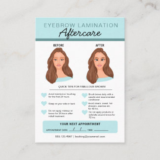 Eyebrow Lamination Aftercare Instructions Business Card