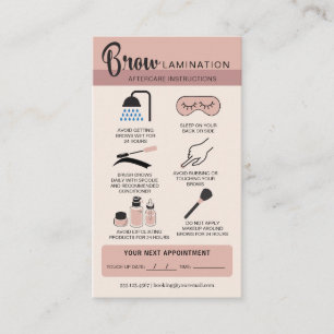 Eyebrow Lamination Aftercare Instructions Business Card