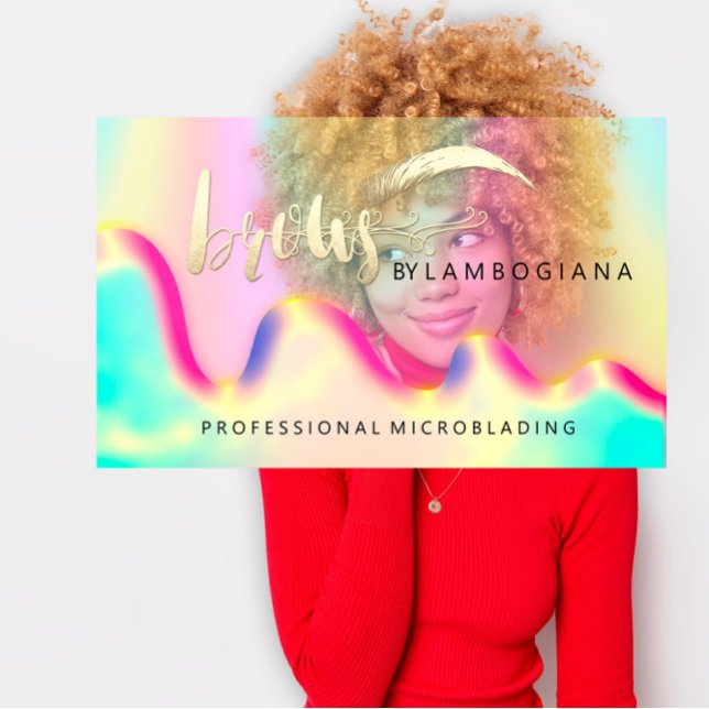 Eyebrow Logo Microblading Holograph QR Code Business Card (Eyebrow Logo Microblading Holograph QR Code Business Card)