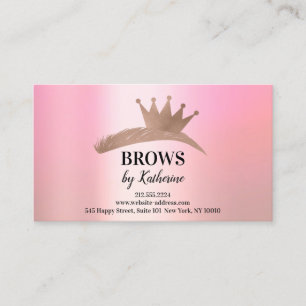 Eyebrow Micorblade Logo Aftercare Crown Pink Rose Business Card