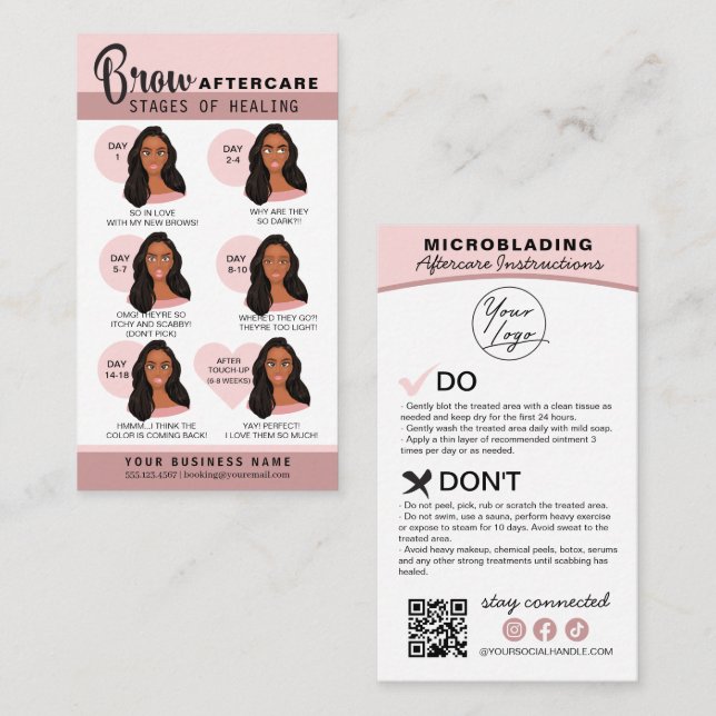 Eyebrow Microblading Aftercare Instructions Busine Business Card (Front/Back)