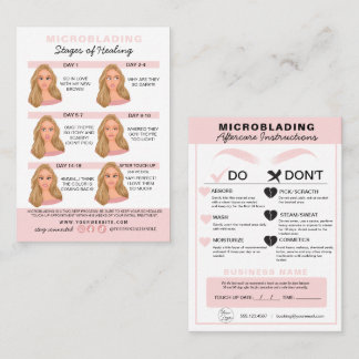 Eyebrow Microblading Aftercare Instructions Busine Business Card