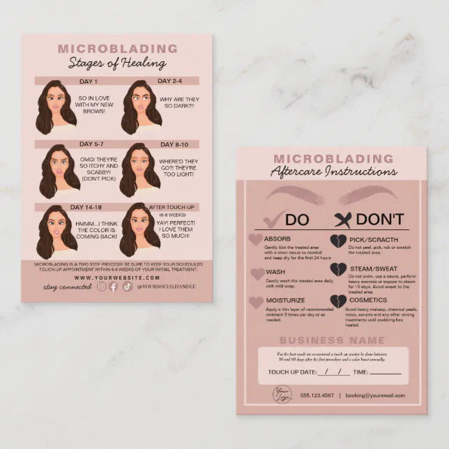 Eyebrow Microblading Aftercare Instructions Busine Business Card | Zazzle