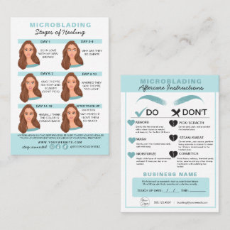 Eyebrow Microblading Aftercare Instructions Business Card