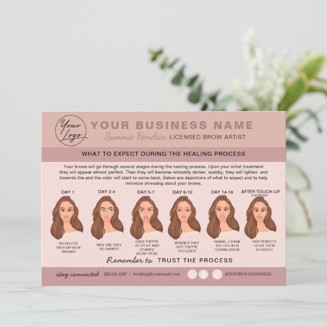 Eyebrow Microblading Aftercare Instructions Card (Standing Front)