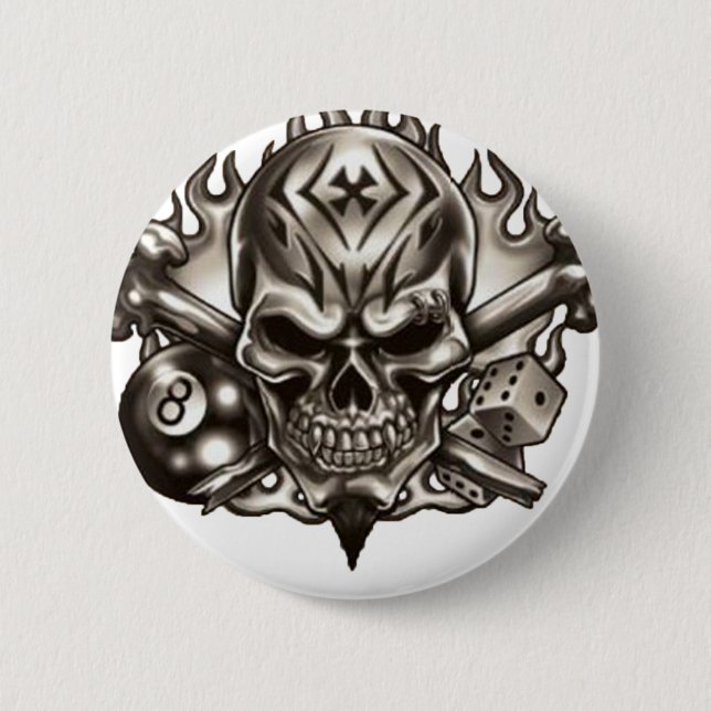 Eyebrow Ring Skull 6 Cm Round Badge (Front)