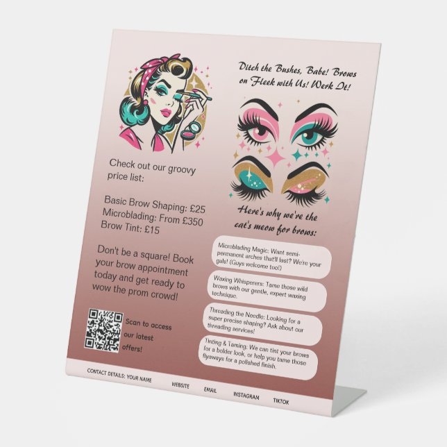 ⭐️Eyebrow Shaping Sign Template Blush Dusty Pink (Front)