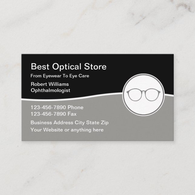 Eyecare Vision Ophthalmology Theme Business Cards (Front)