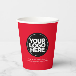 Eyecatching Red Personalised Logo and Text Paper Cups