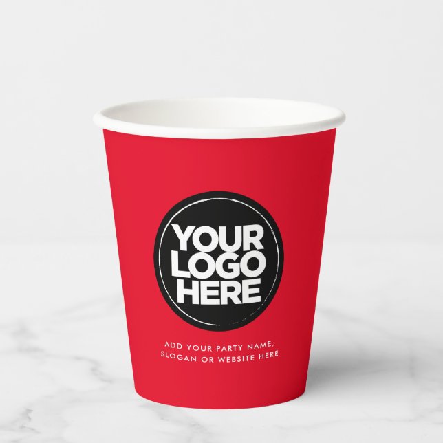 Eyecatching Red | Personalised Logo and Text Paper Cups (Front)