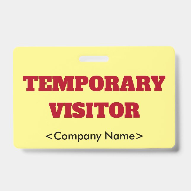 Eyecatching "TEMPORARY VISITOR" Badge ID Badge (Front)