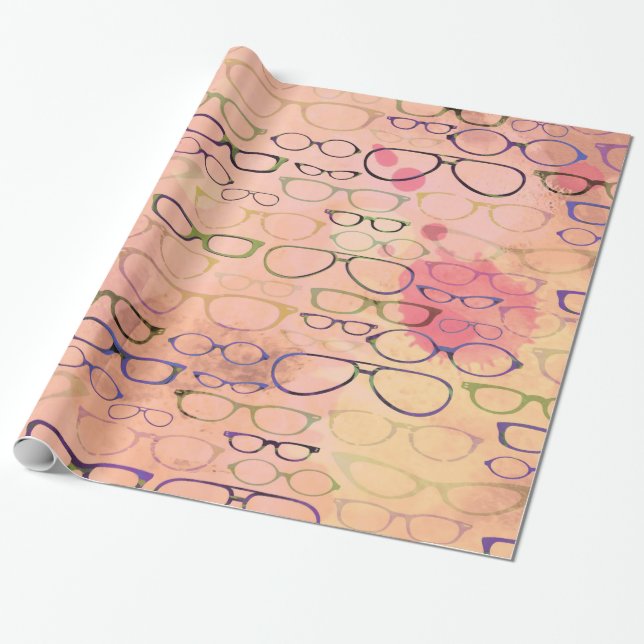 Eyeglass Frames Watercolors Wrapping Paper (Unrolled)