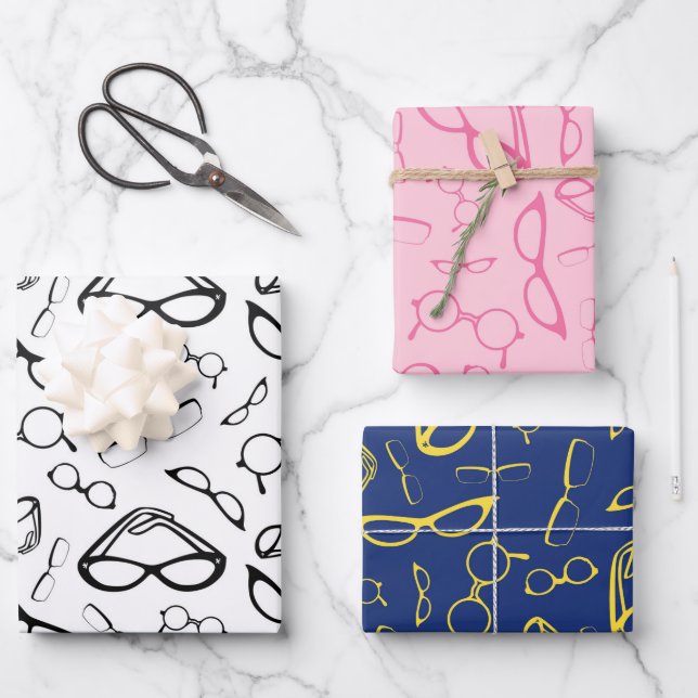 Eyeglasses Eyewear Frames Pattern Wrapping Paper Sheet (Front)