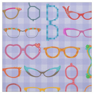 Eyeglasses Retro Modern Hipster Violet Gingham Fabric