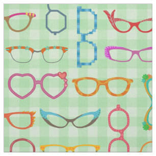 Eyeglasses Retro Modern Hipster with Green Gingham Fabric