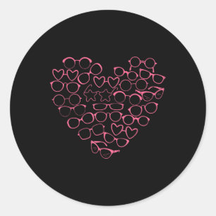 Eyegles Optometry Symbols Heart Valentines Eye Doc Classic Round Sticker