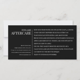 Eyelash Aftercare Instruction Black Horizontal Thank You Card