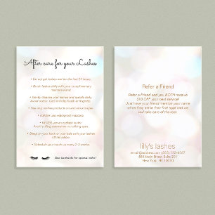 Eyelash  Aftercare Instructions Referral Bokeh Card