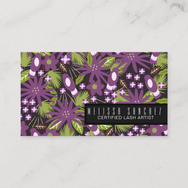 Eyelash Artist Extensions Makeup Artist Tropical B Business Card (Front)