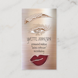 Eyelash Brow Makeup Logo QR Code Red Lips Rose Business Card