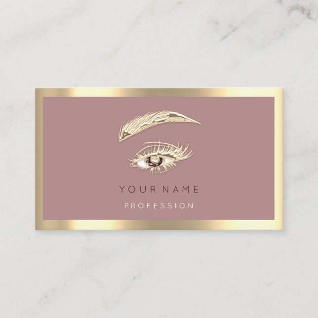 Eyelash Brow Makeup Logo Qr Code Rose Gold Frame  Business Card (Front)