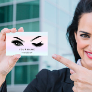 Eyelash Brow Microblade. QR CODE Logo Silver Ombre Business Card