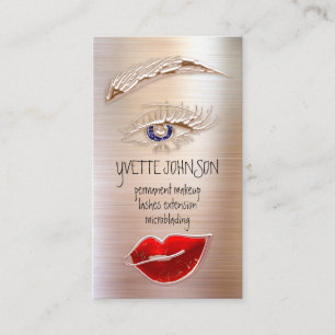 Eyelash Brows Makeup Logo QRCode Lips Rose Red SPA Business Card