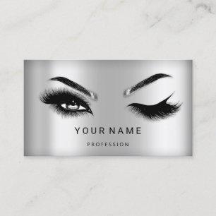 Eyelash Brows Microblade Hair QR CODE Logo Silver Business Card