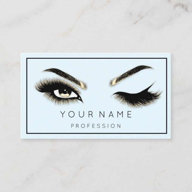  Eyelash Brows Microblade QRCODE Blue Pastel  Business Card (Front)
