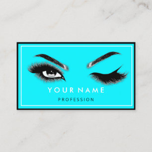 Eyelash Brows Microblade QRCODE Logo Blue Busines Business Card