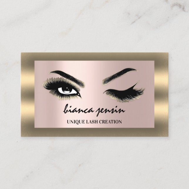 Eyelash Brows Microblading QRCODE Logo Framed Rose Business Card (Front)