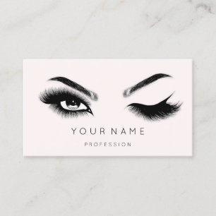 Eyelash Brows Microblading QRCODE Logo Pink Pastel Business Card