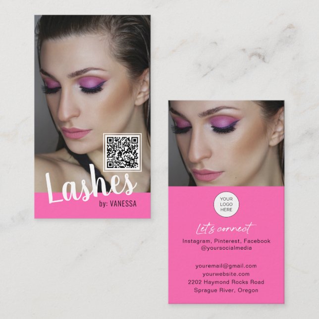 Eyelash business cards with QR code and photos (Front/Back)