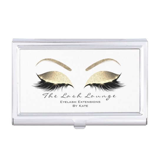 Eyelash Extension Beauty Studio Gold Glitter1 Business Card Holder