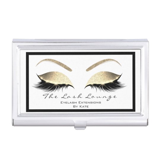 Eyelash Extension Beauty Studio Gold Glitter Business Card Holder
