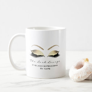 Eyelash Extension Beauty Studio Gold Glitter Coffee Mug
