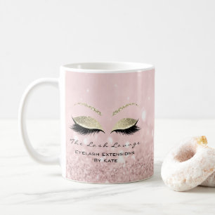 Eyelash Extension Beauty Studio Gold Glitter Pink Coffee Mug