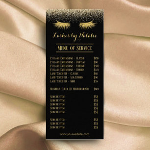 Eyelash Extension Black & Gold Salon Price List Rack Card